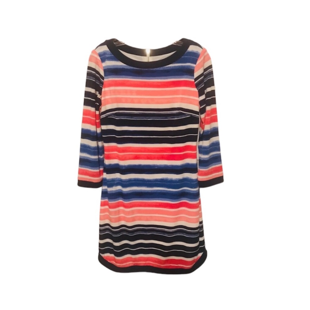 Vince Camuto multicolored striped jersey shift dress